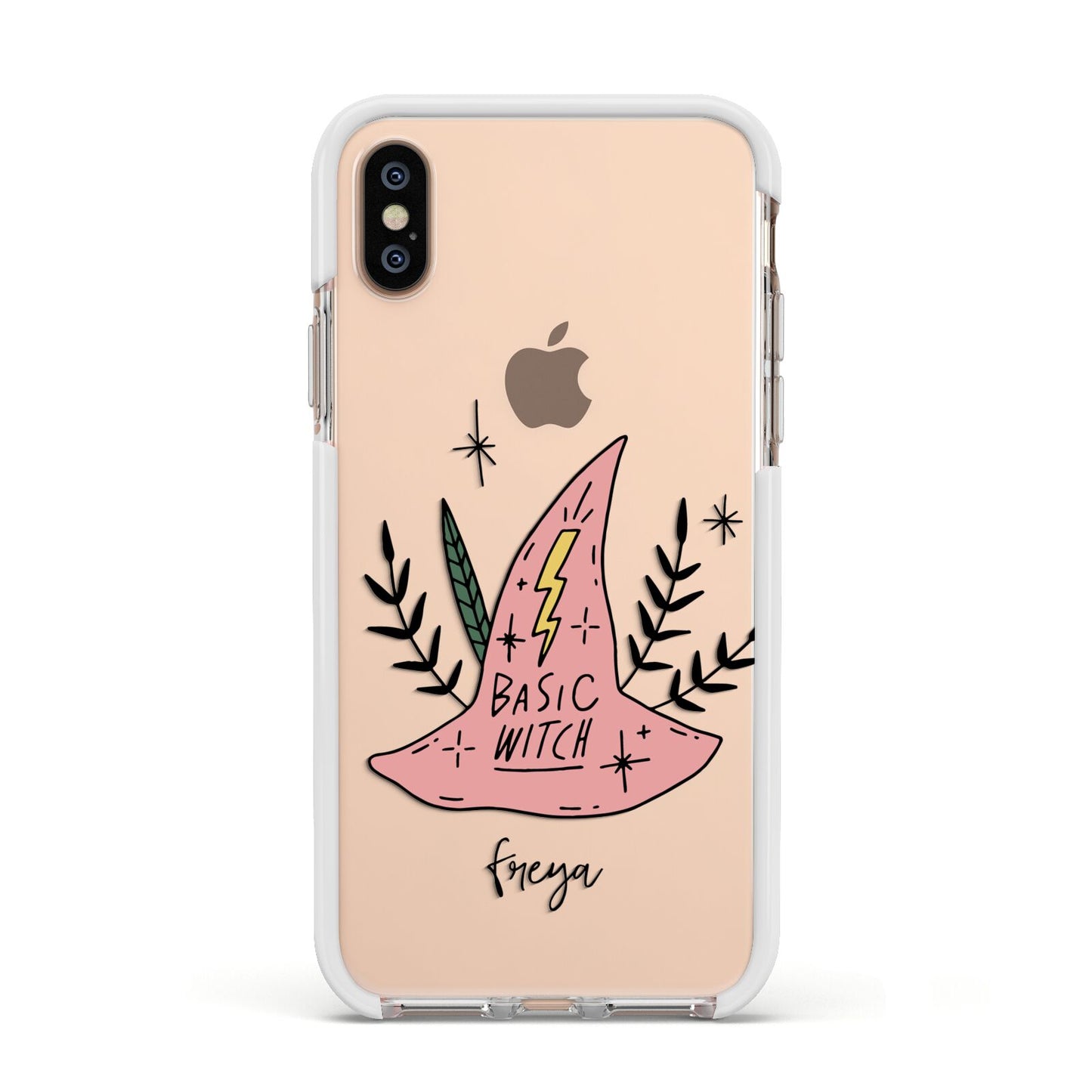 Basic Witch Hat Personalised Apple iPhone Xs Impact Case White Edge on Gold Phone