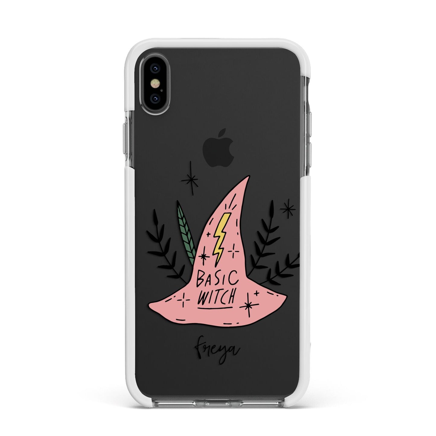 Basic Witch Hat Personalised Apple iPhone Xs Max Impact Case White Edge on Black Phone