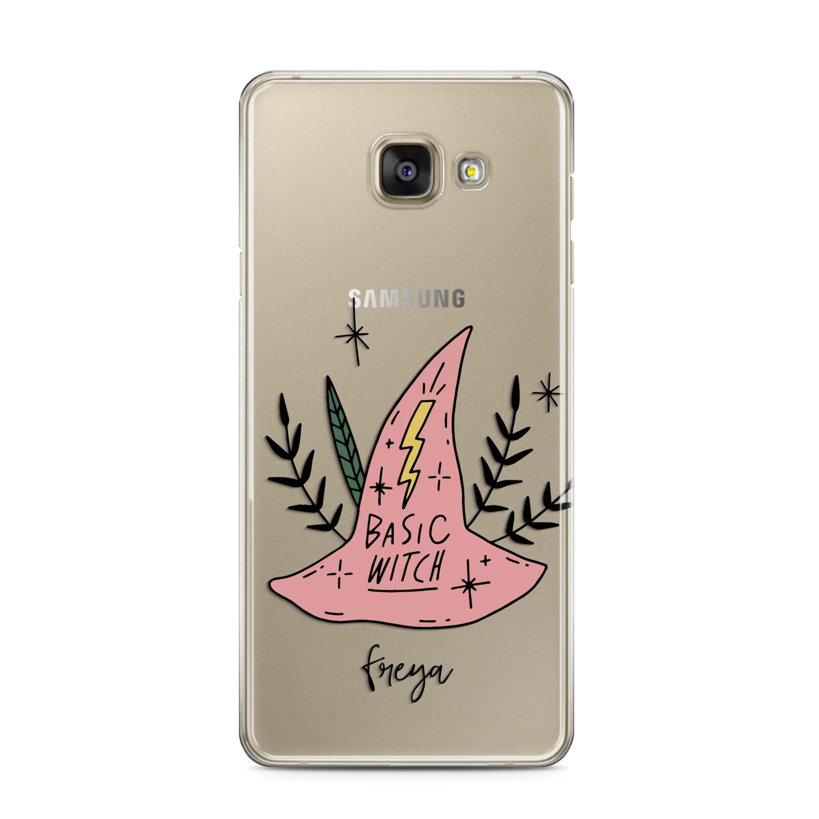 Basic Witch Hat Personalised Samsung Galaxy A3 2016 Case on gold phone