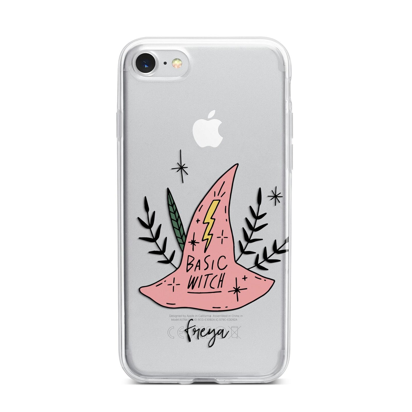 Basic Witch Hat Personalised iPhone 7 Bumper Case on Silver iPhone