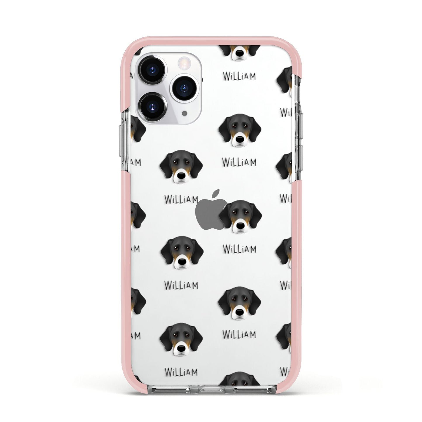 Bassador Icon with Name Apple iPhone 11 Pro in Silver with Pink Impact Case