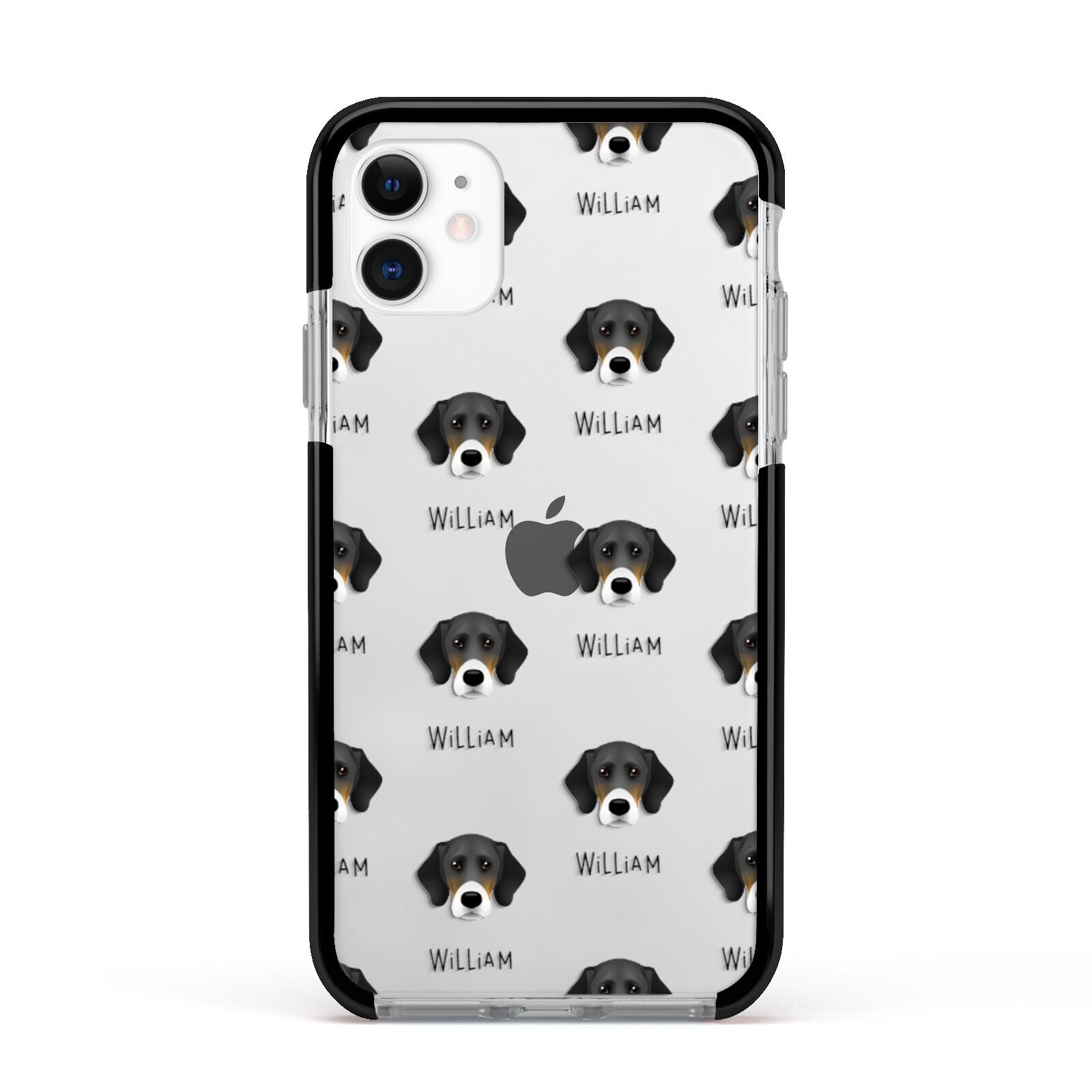Bassador Icon with Name Apple iPhone 11 in White with Black Impact Case