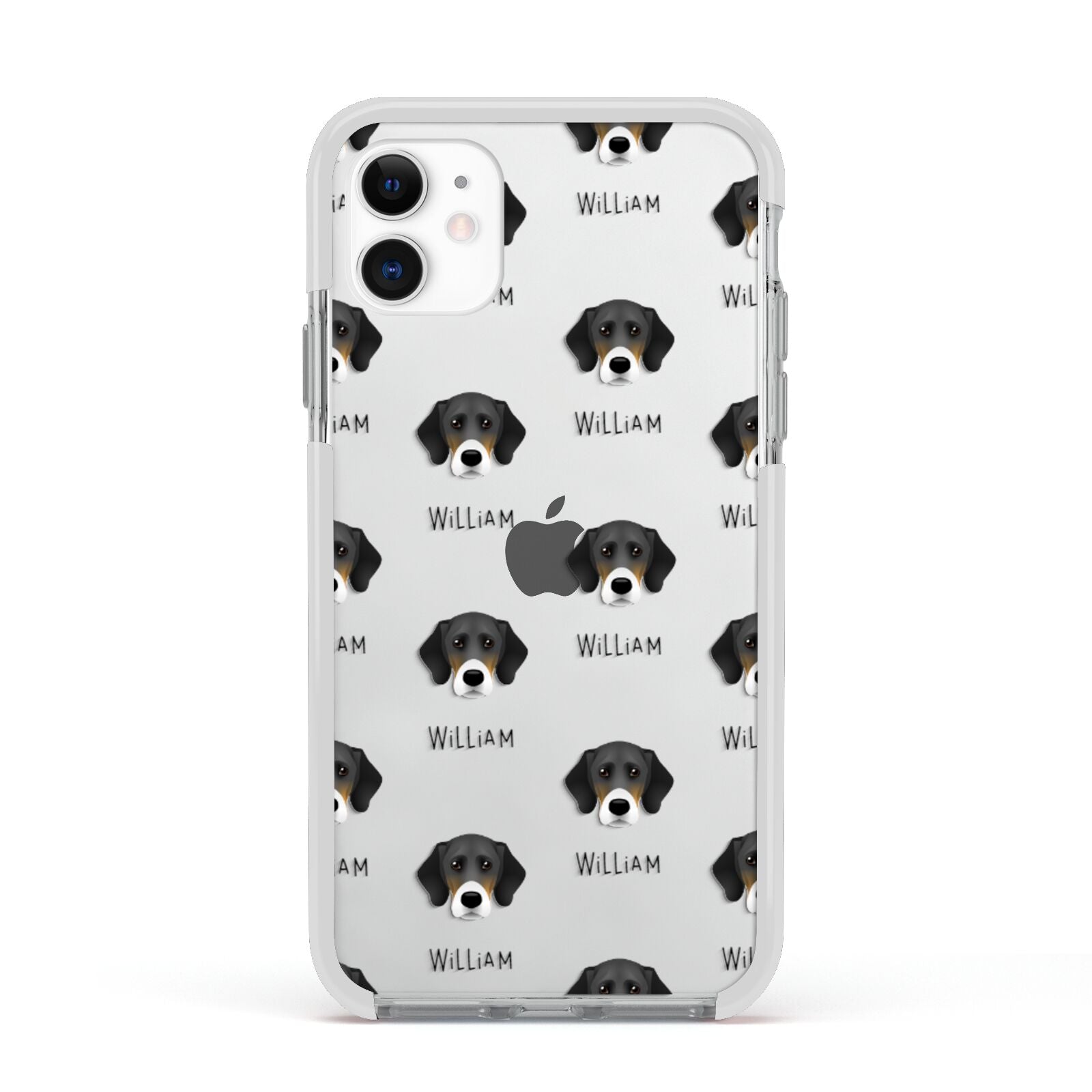 Bassador Icon with Name Apple iPhone 11 in White with White Impact Case