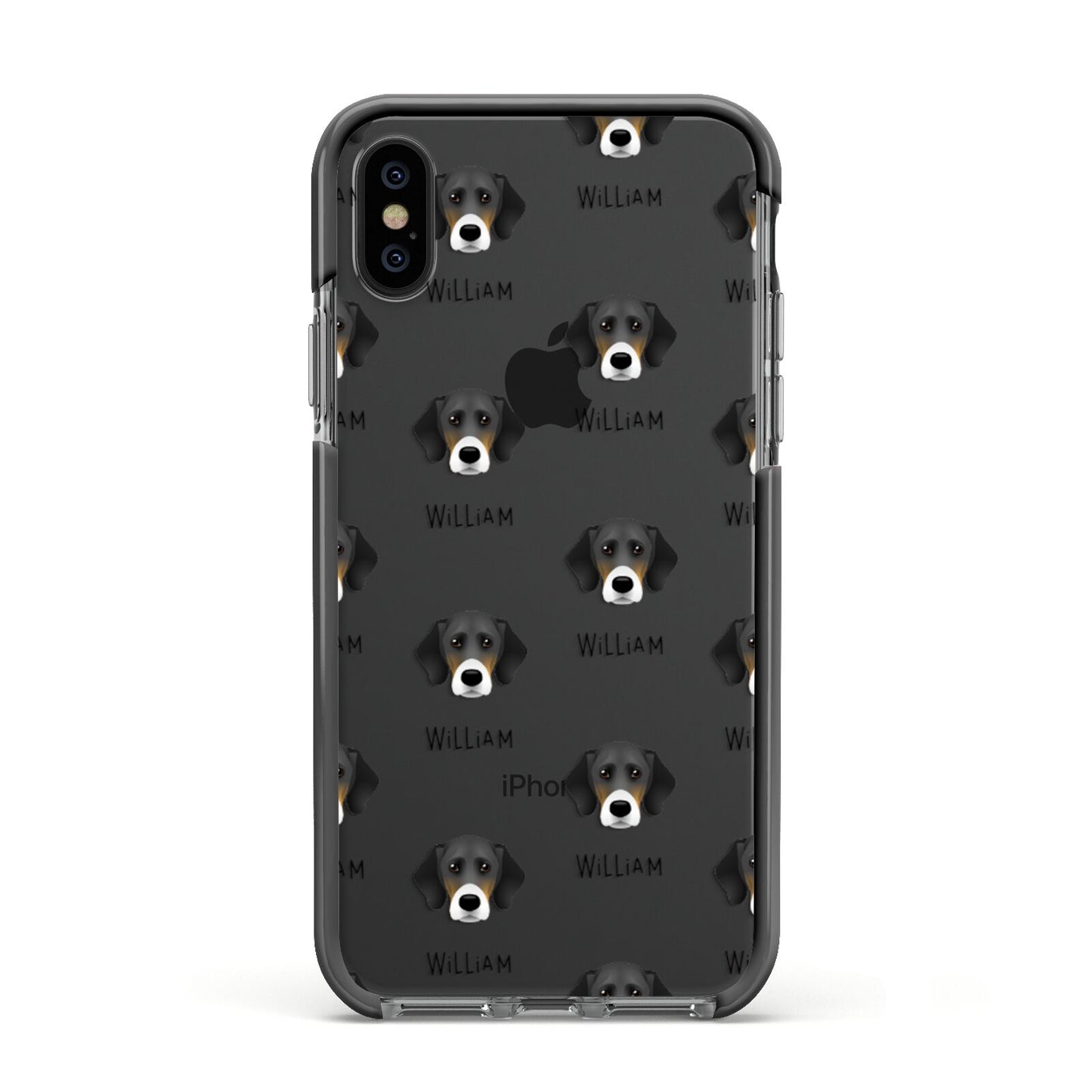 Bassador Icon with Name Apple iPhone Xs Impact Case Black Edge on Black Phone