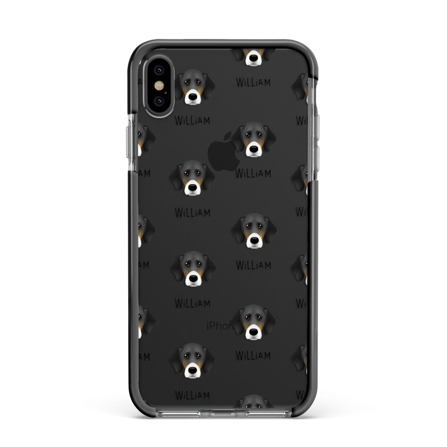 Bassador Icon with Name Apple iPhone Xs Max Impact Case Black Edge on Black Phone