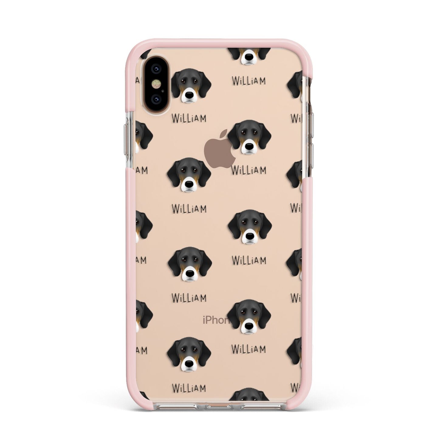 Bassador Icon with Name Apple iPhone Xs Max Impact Case Pink Edge on Gold Phone