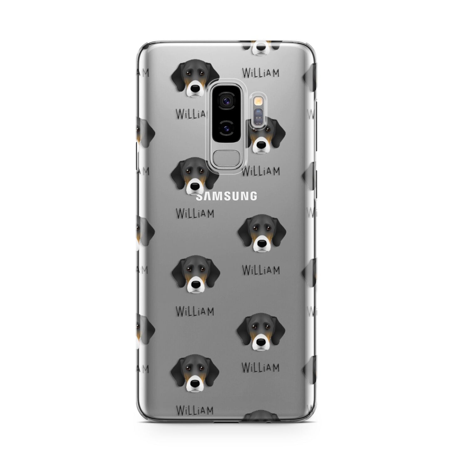 Bassador Icon with Name Samsung Galaxy S9 Plus Case on Silver phone