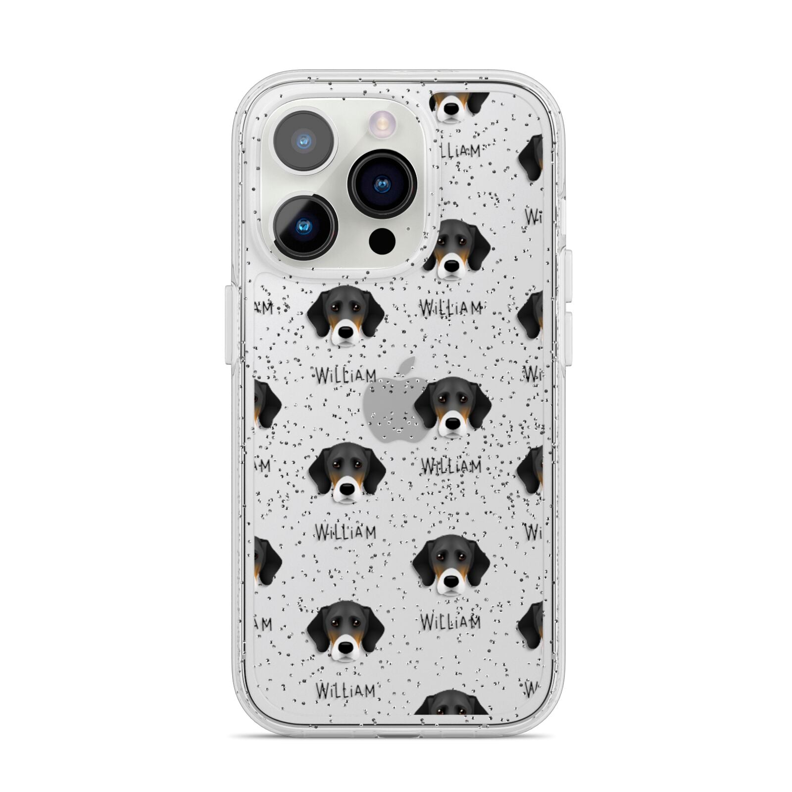 Bassador Icon with Name iPhone 14 Pro Glitter Tough Case Silver