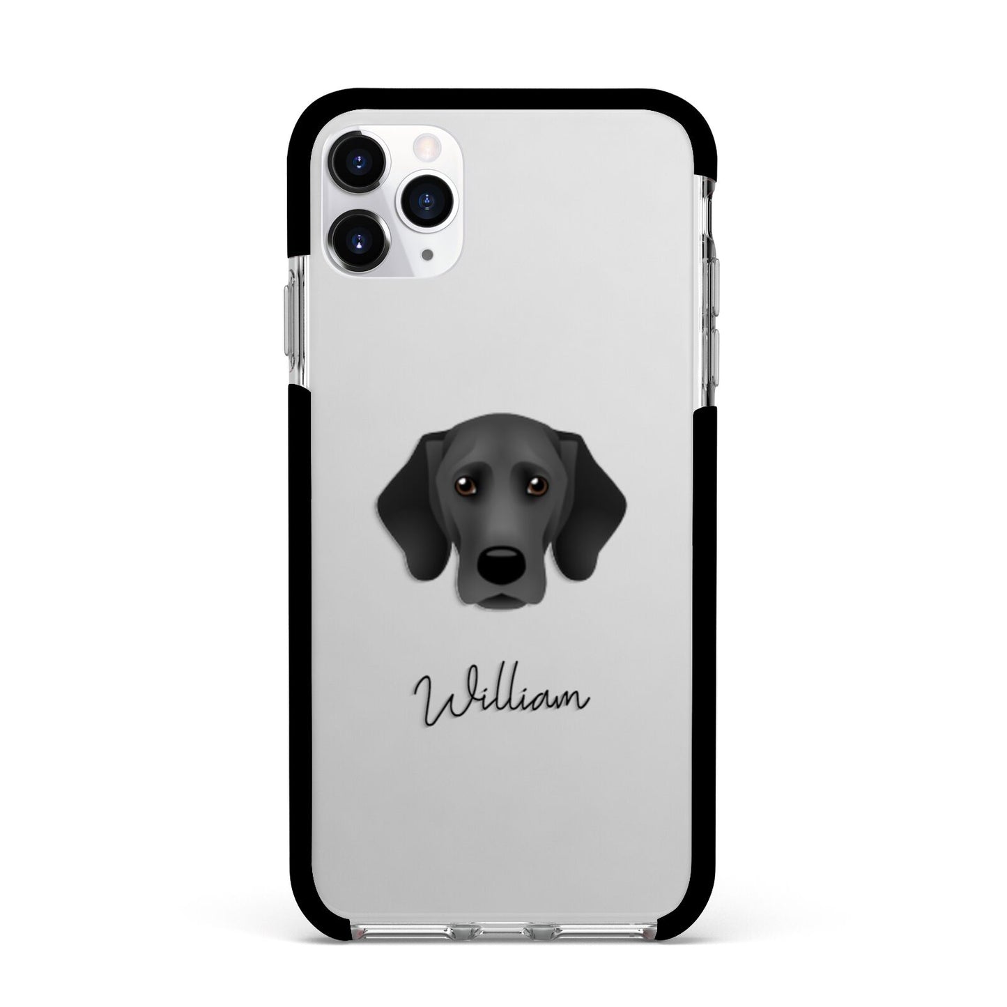 Bassador Personalised Apple iPhone 11 Pro Max in Silver with Black Impact Case