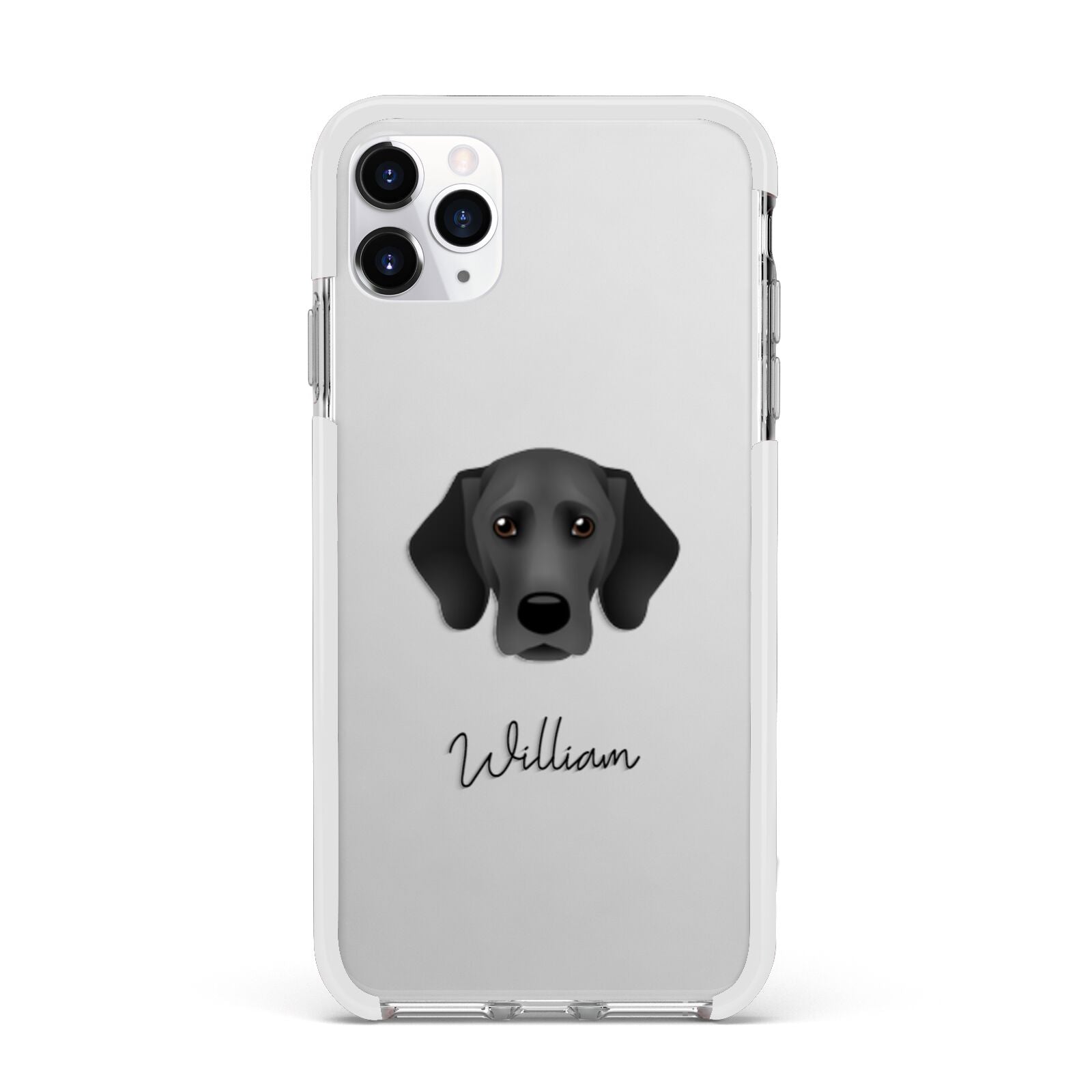 Bassador Personalised Apple iPhone 11 Pro Max in Silver with White Impact Case