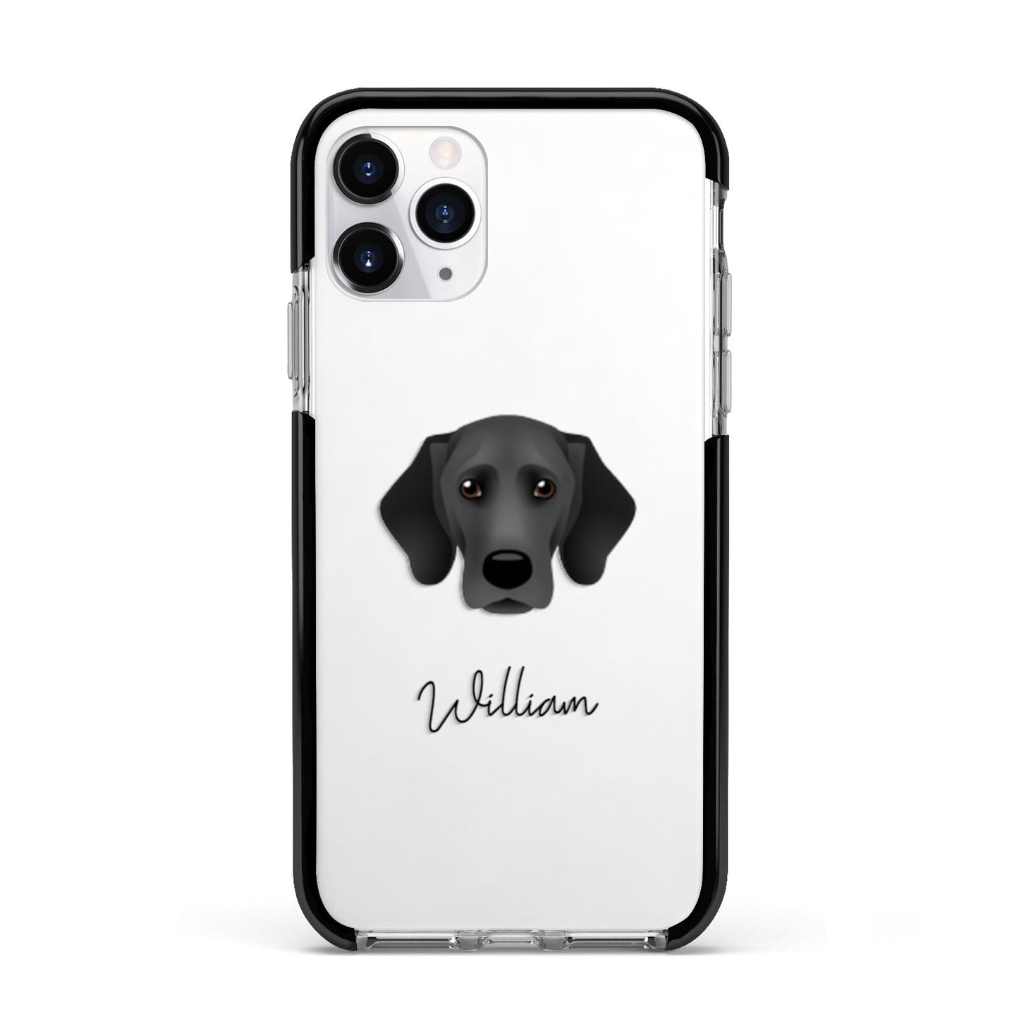 Bassador Personalised Apple iPhone 11 Pro in Silver with Black Impact Case
