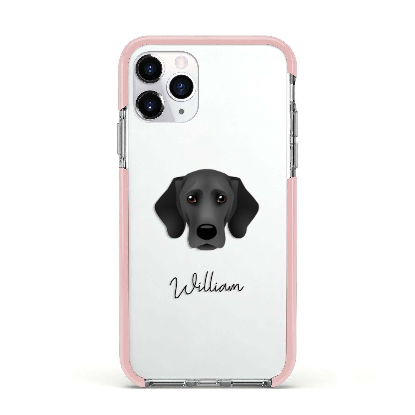 Bassador Personalised Apple iPhone 11 Pro in Silver with Pink Impact Case