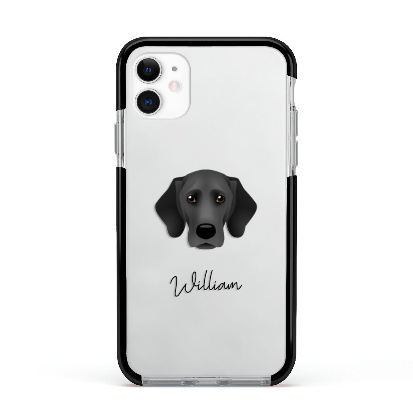 Bassador Personalised Apple iPhone 11 in White with Black Impact Case