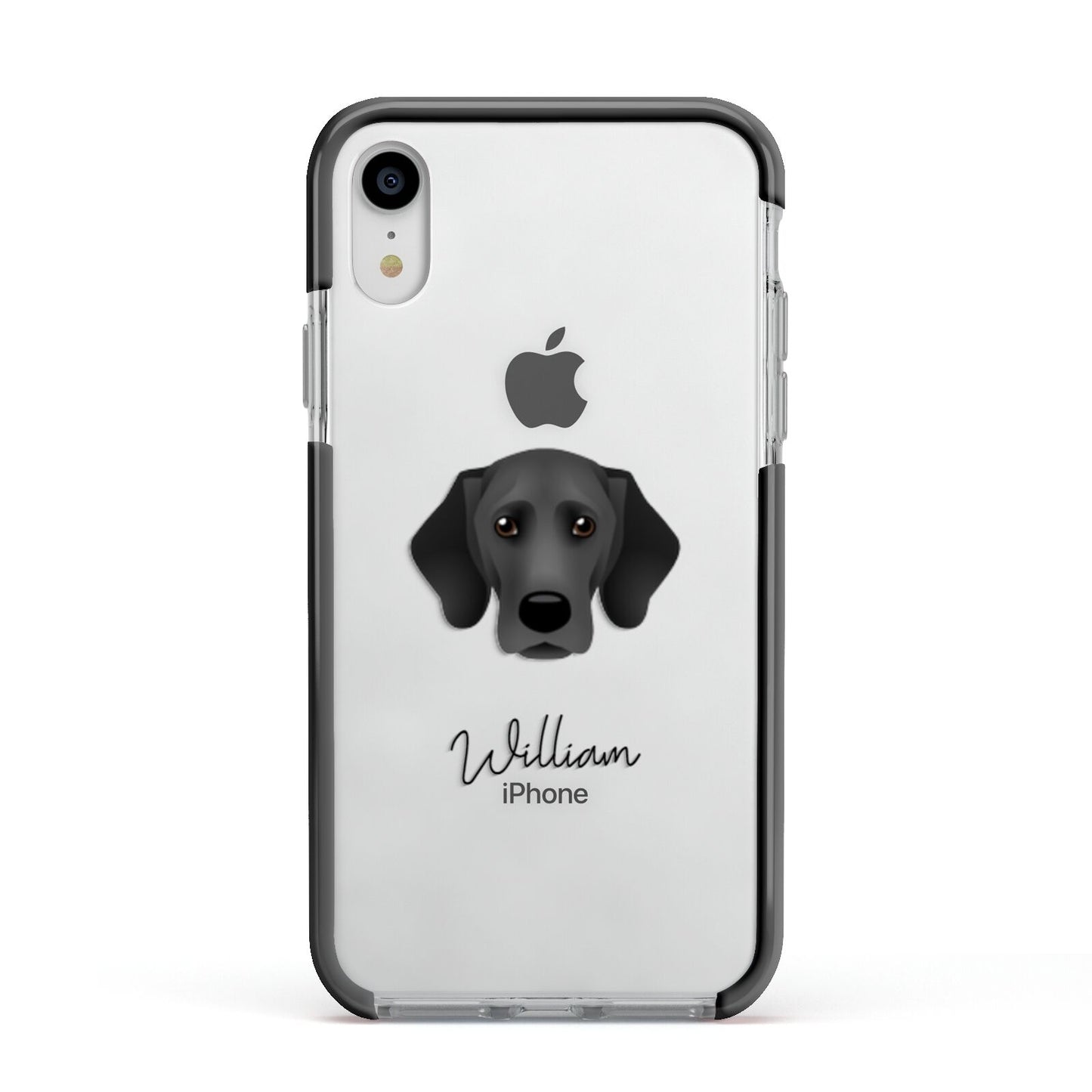 Bassador Personalised Apple iPhone XR Impact Case Black Edge on Silver Phone