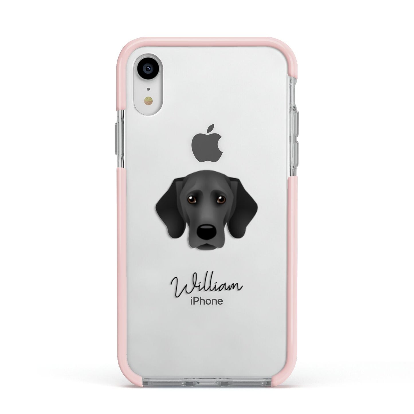 Bassador Personalised Apple iPhone XR Impact Case Pink Edge on Silver Phone