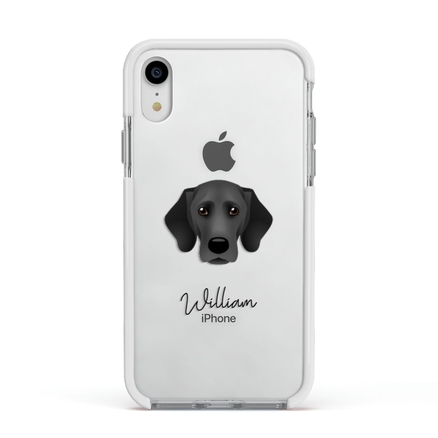 Bassador Personalised Apple iPhone XR Impact Case White Edge on Silver Phone