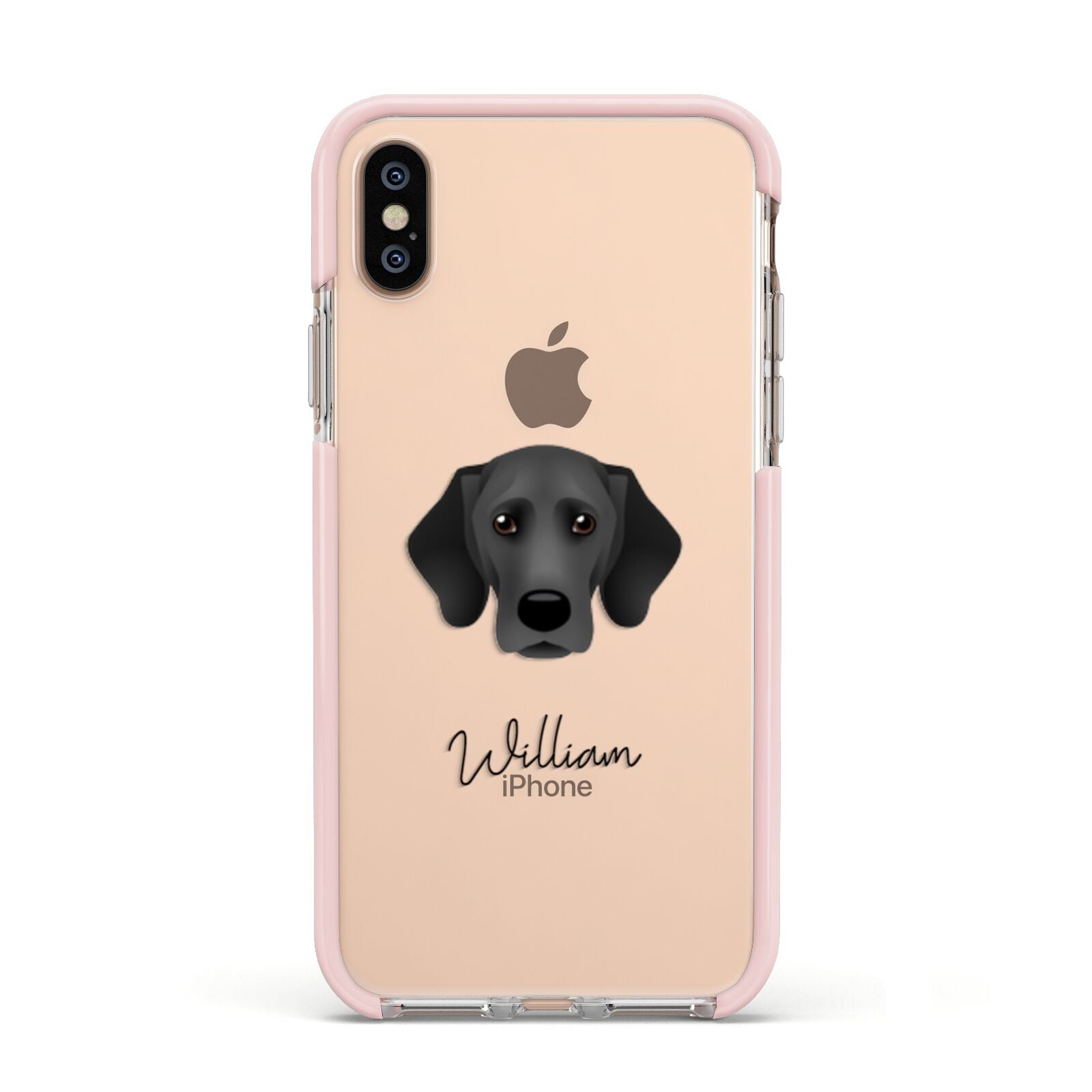 Bassador Personalised Apple iPhone Xs Impact Case Pink Edge on Gold Phone