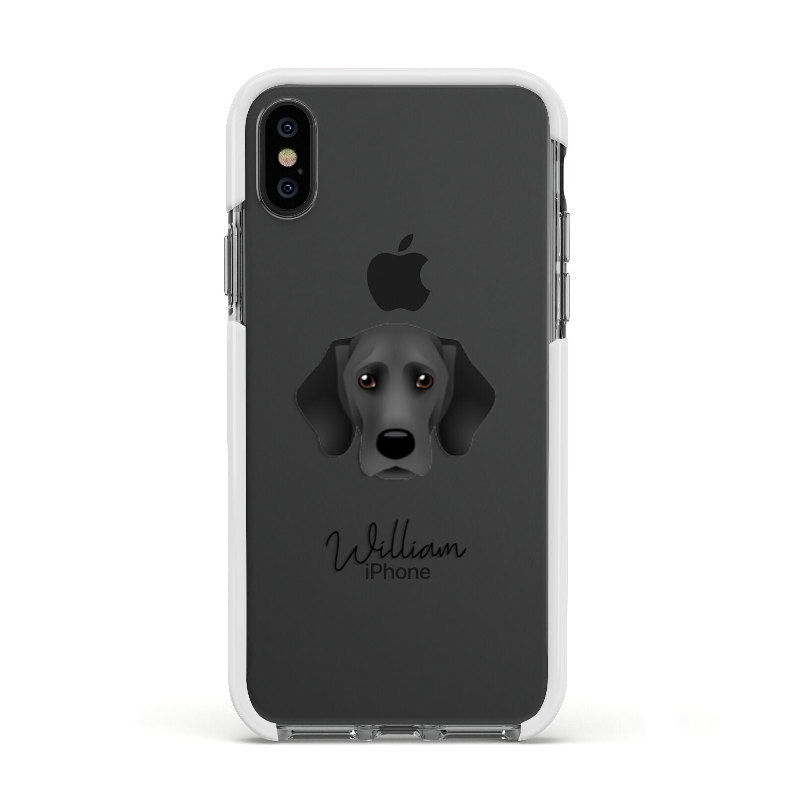 Bassador Personalised Apple iPhone Xs Impact Case White Edge on Black Phone