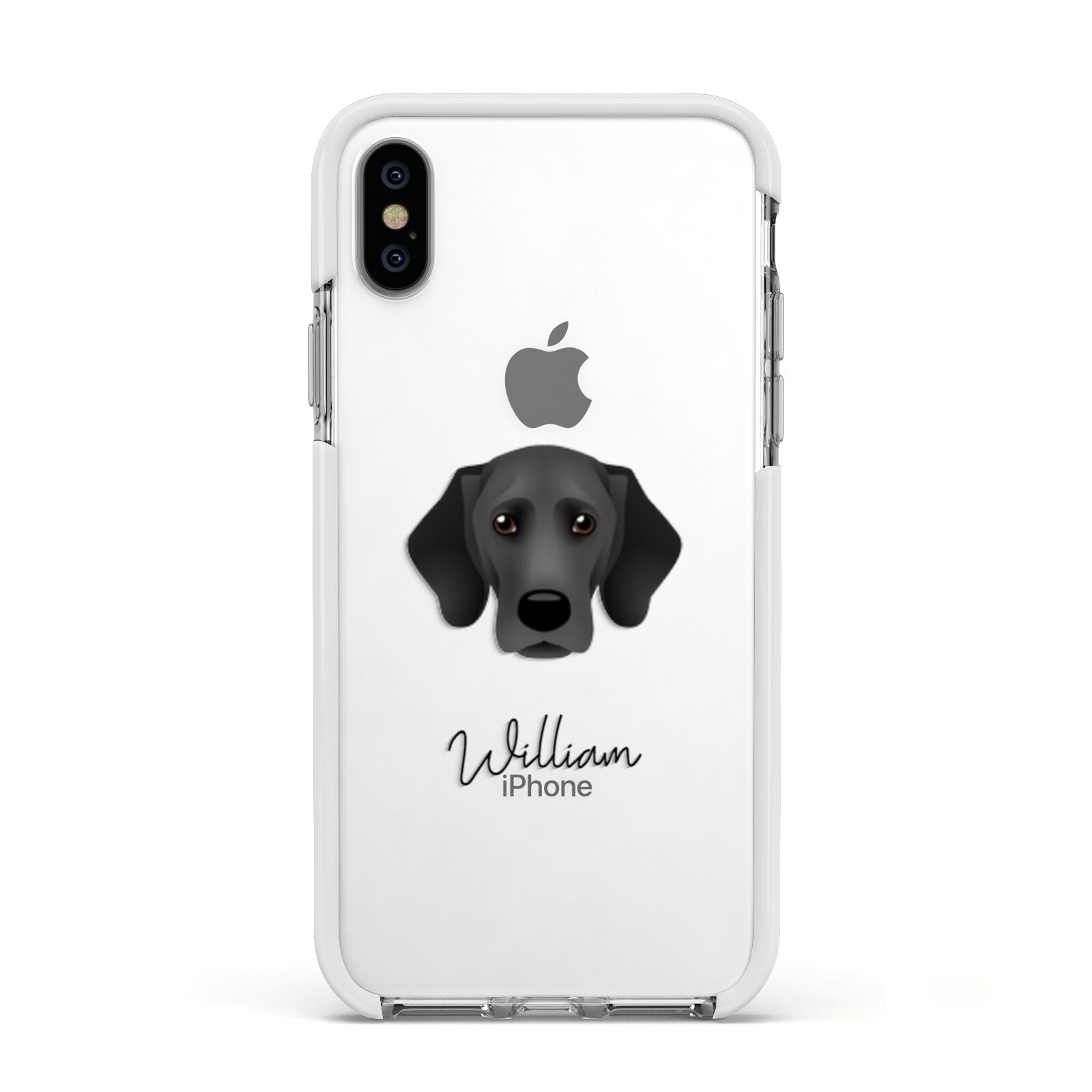 Bassador Personalised Apple iPhone Xs Impact Case White Edge on Silver Phone