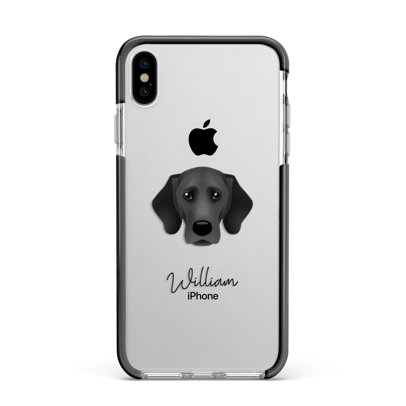 Bassador Personalised Apple iPhone Xs Max Impact Case Black Edge on Silver Phone