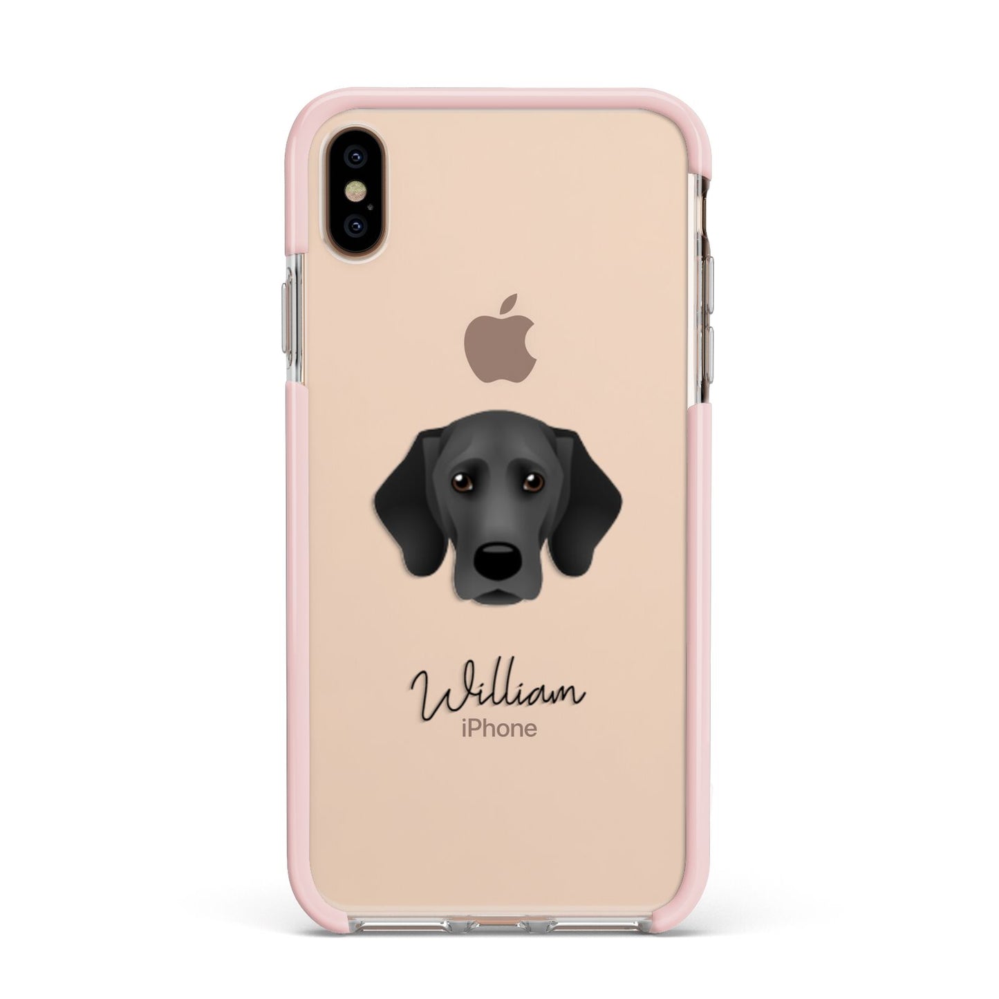 Bassador Personalised Apple iPhone Xs Max Impact Case Pink Edge on Gold Phone