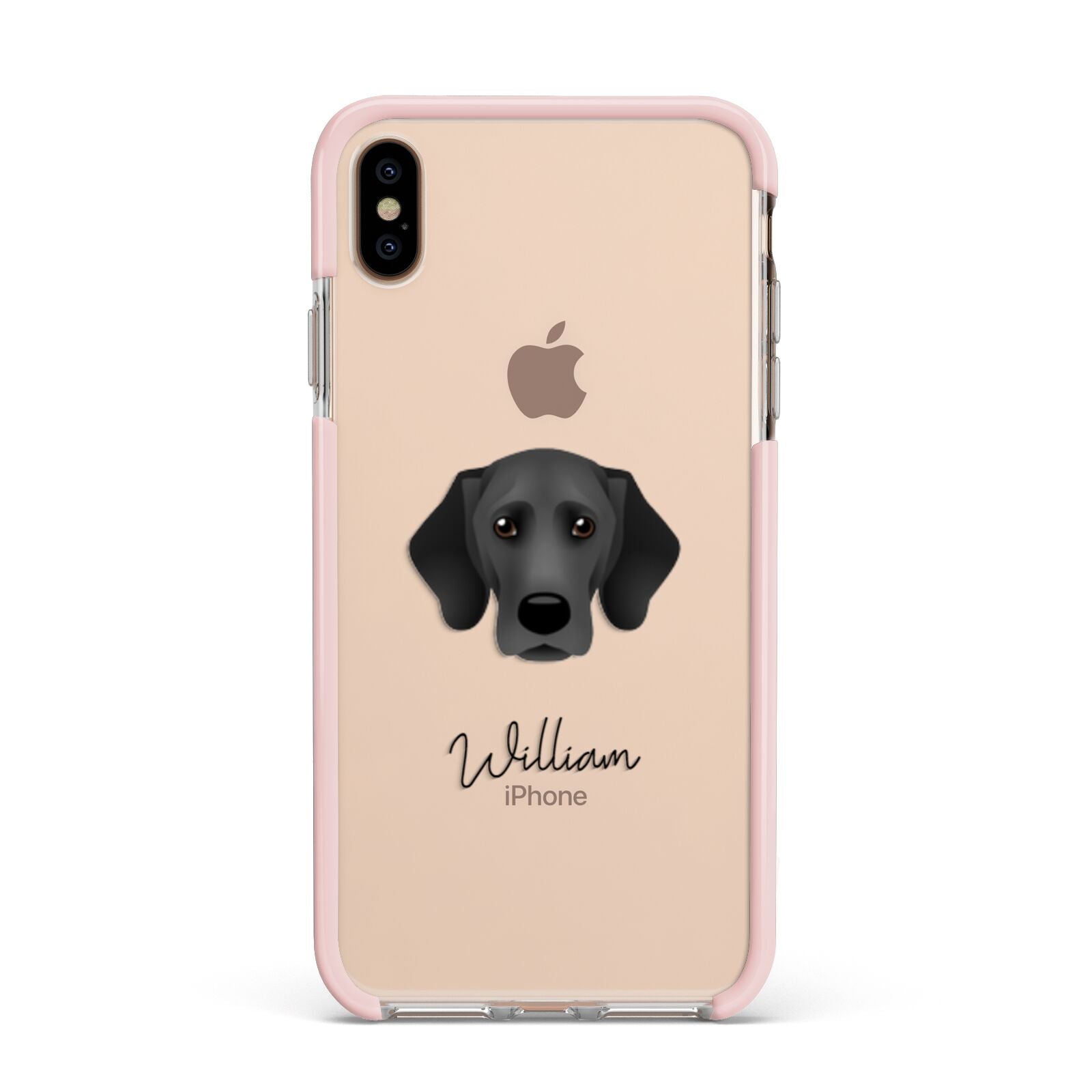 Bassador Personalised Apple iPhone Xs Max Impact Case Pink Edge on Gold Phone