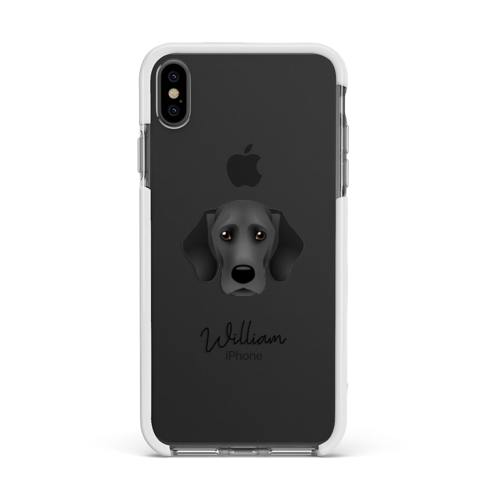 Bassador Personalised Apple iPhone Xs Max Impact Case White Edge on Black Phone