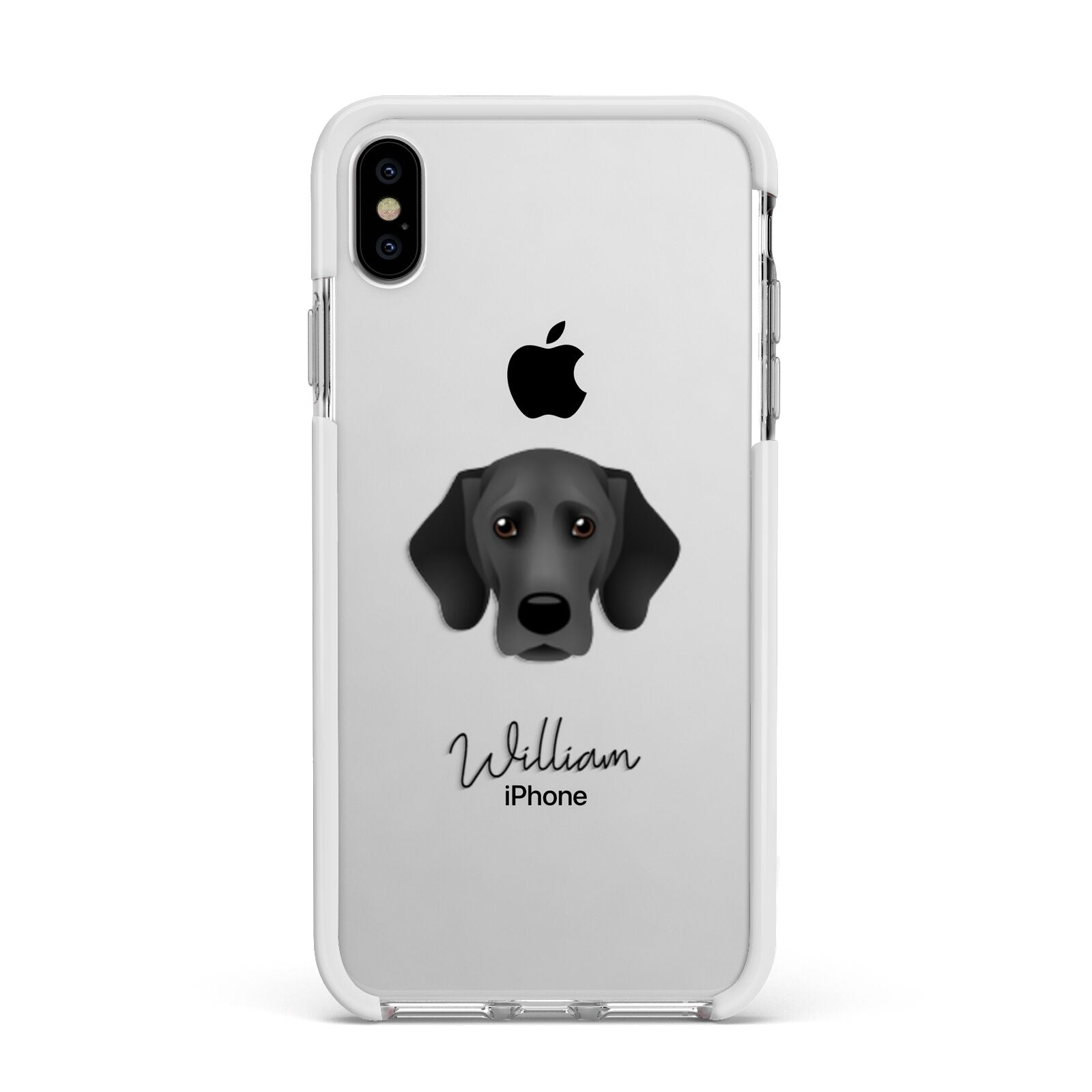 Bassador Personalised Apple iPhone Xs Max Impact Case White Edge on Silver Phone