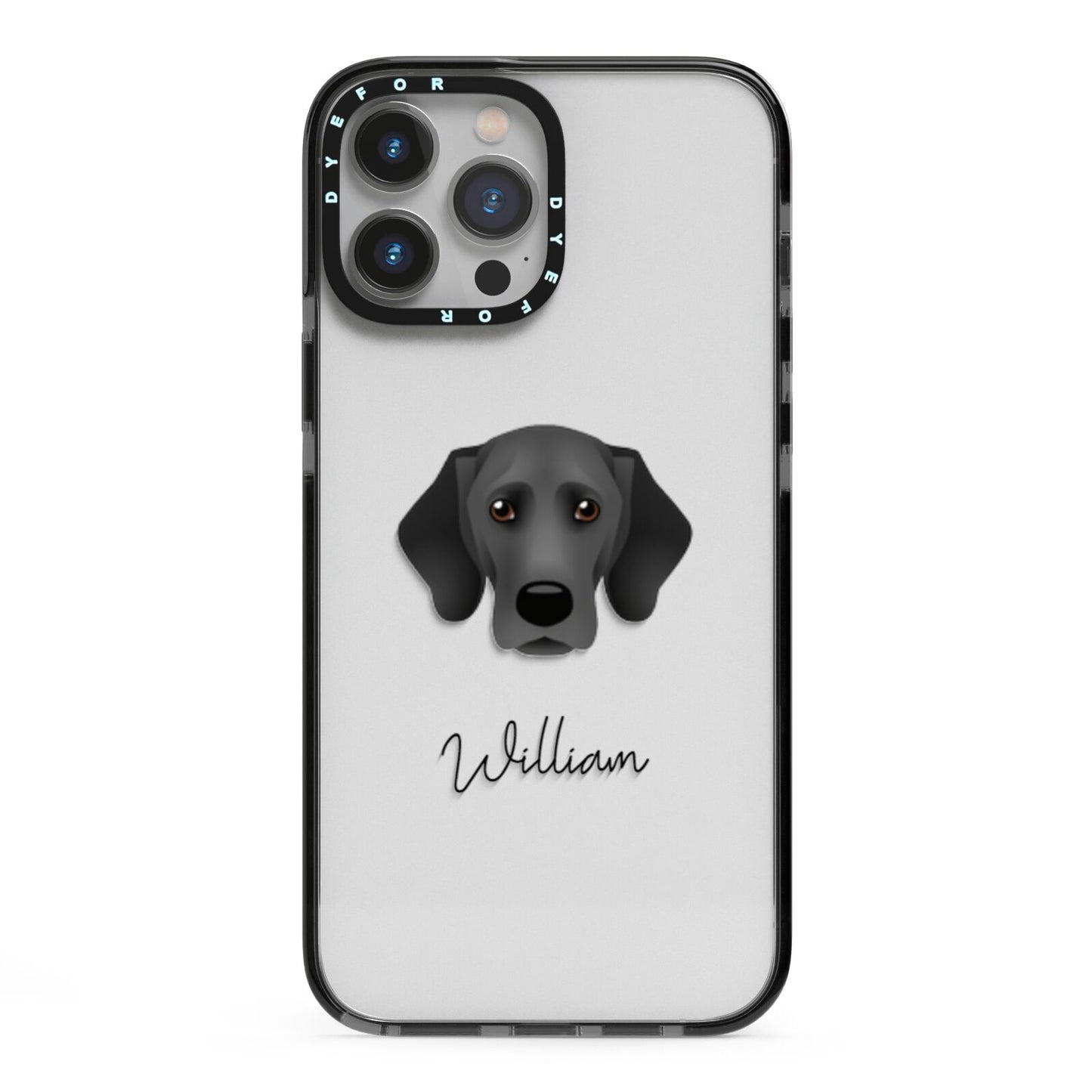 Bassador Personalised iPhone 13 Pro Max Black Impact Case on Silver phone