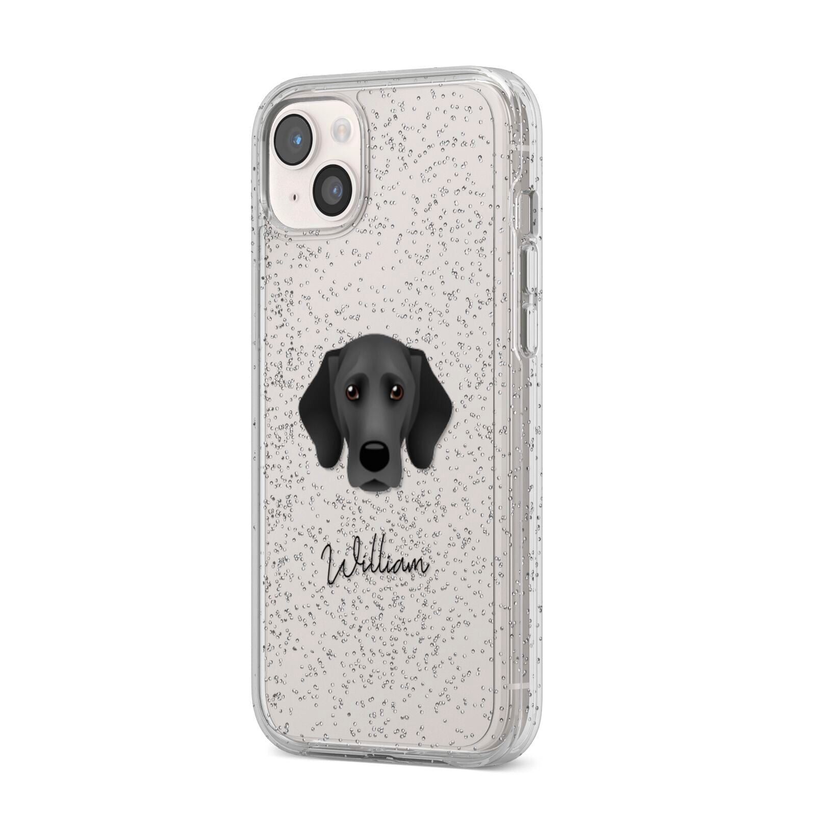 Bassador Personalised iPhone 14 Plus Glitter Tough Case Starlight Angled Image