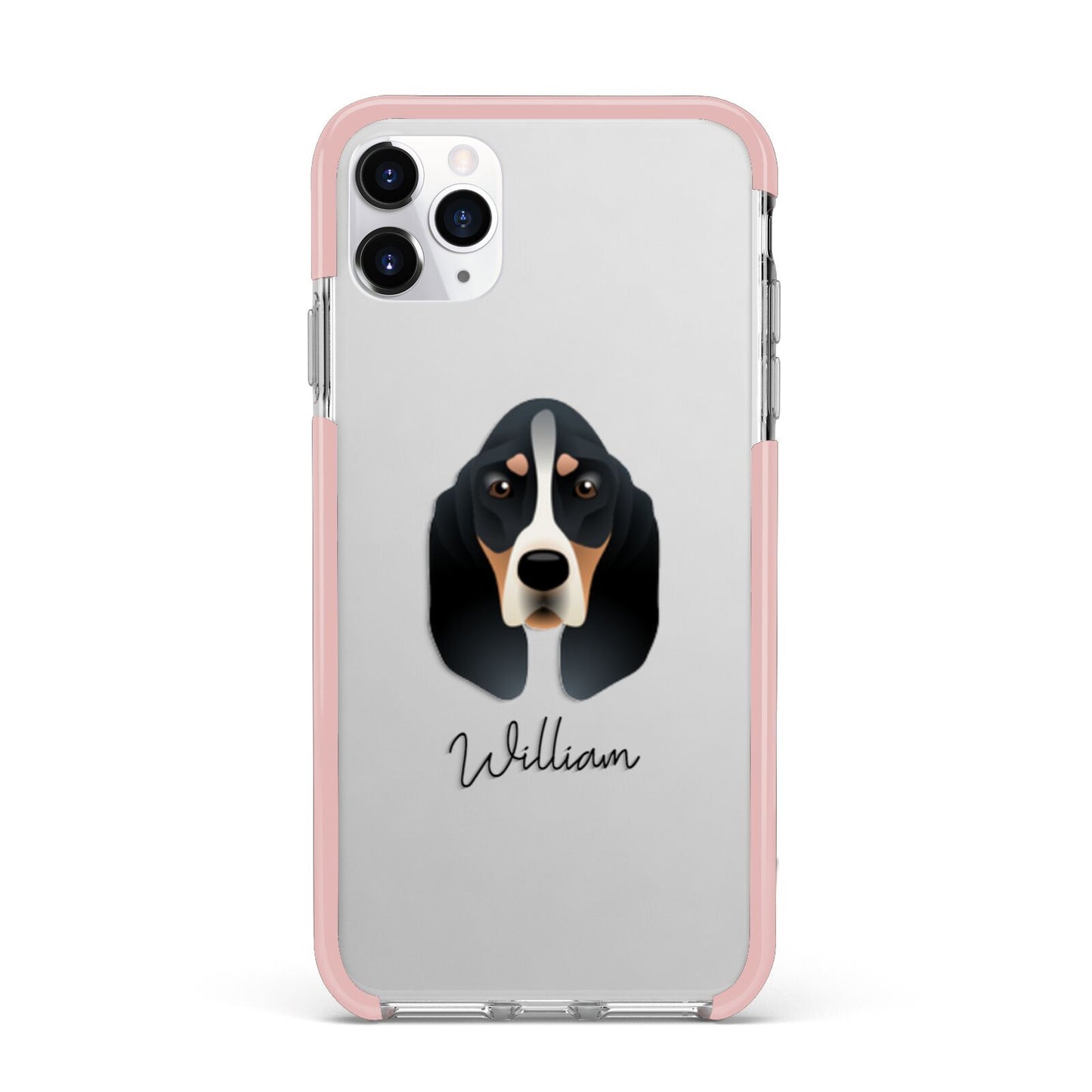 Basset Bleu De Gascogne Personalised iPhone 11 Pro Max Impact Pink Edge Case