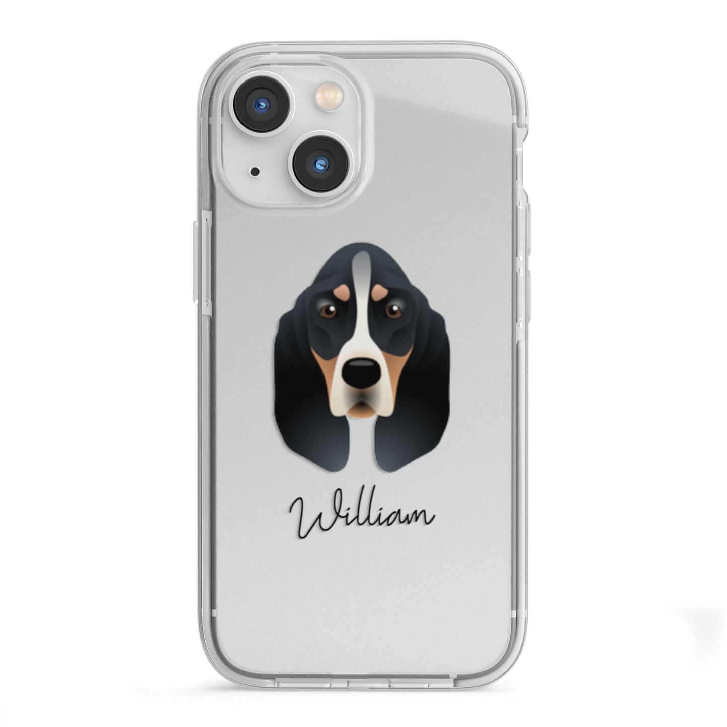 Basset Bleu De Gascogne Personalised iPhone 13 Mini TPU Impact Case with White Edges