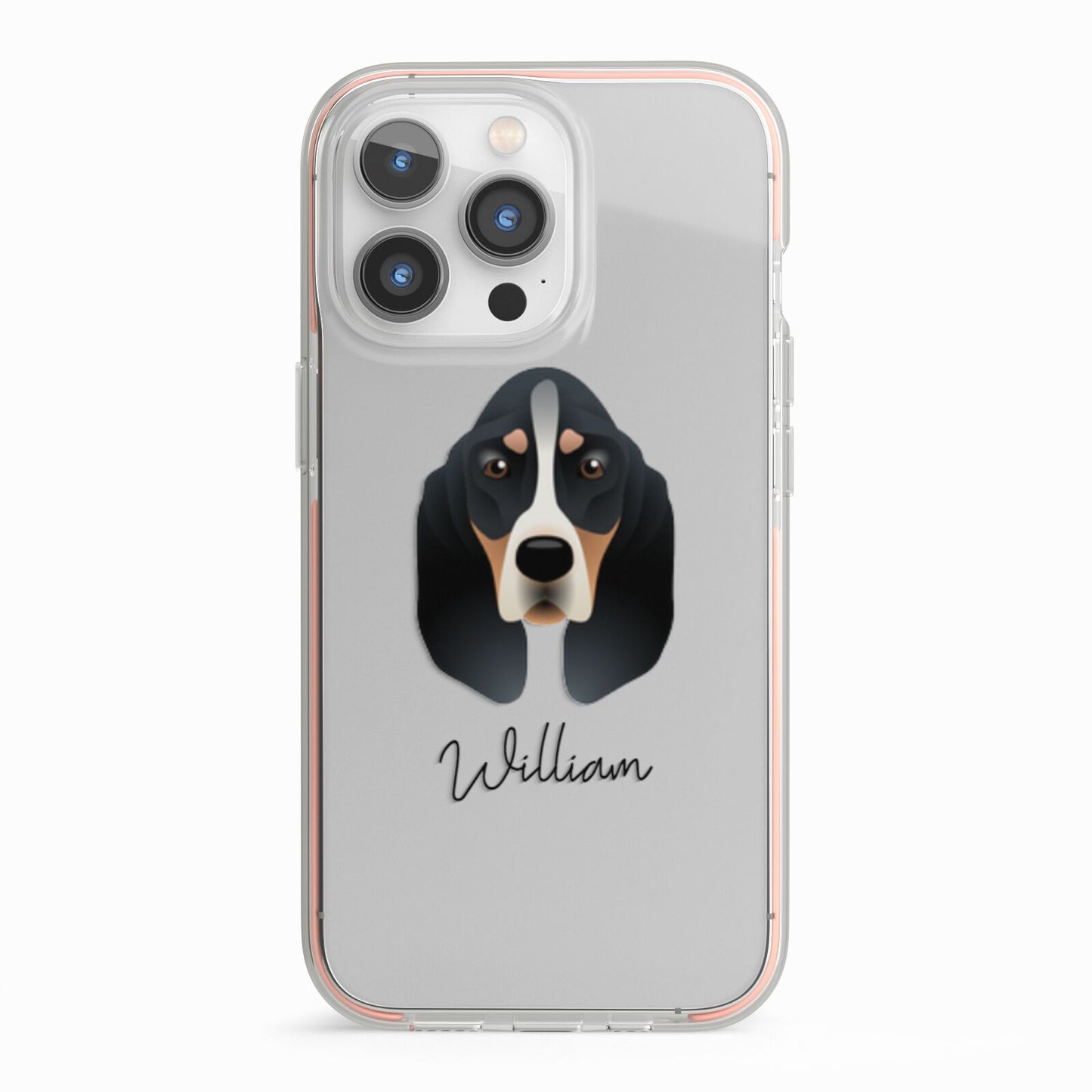 Basset Bleu De Gascogne Personalised iPhone 13 Pro TPU Impact Case with Pink Edges