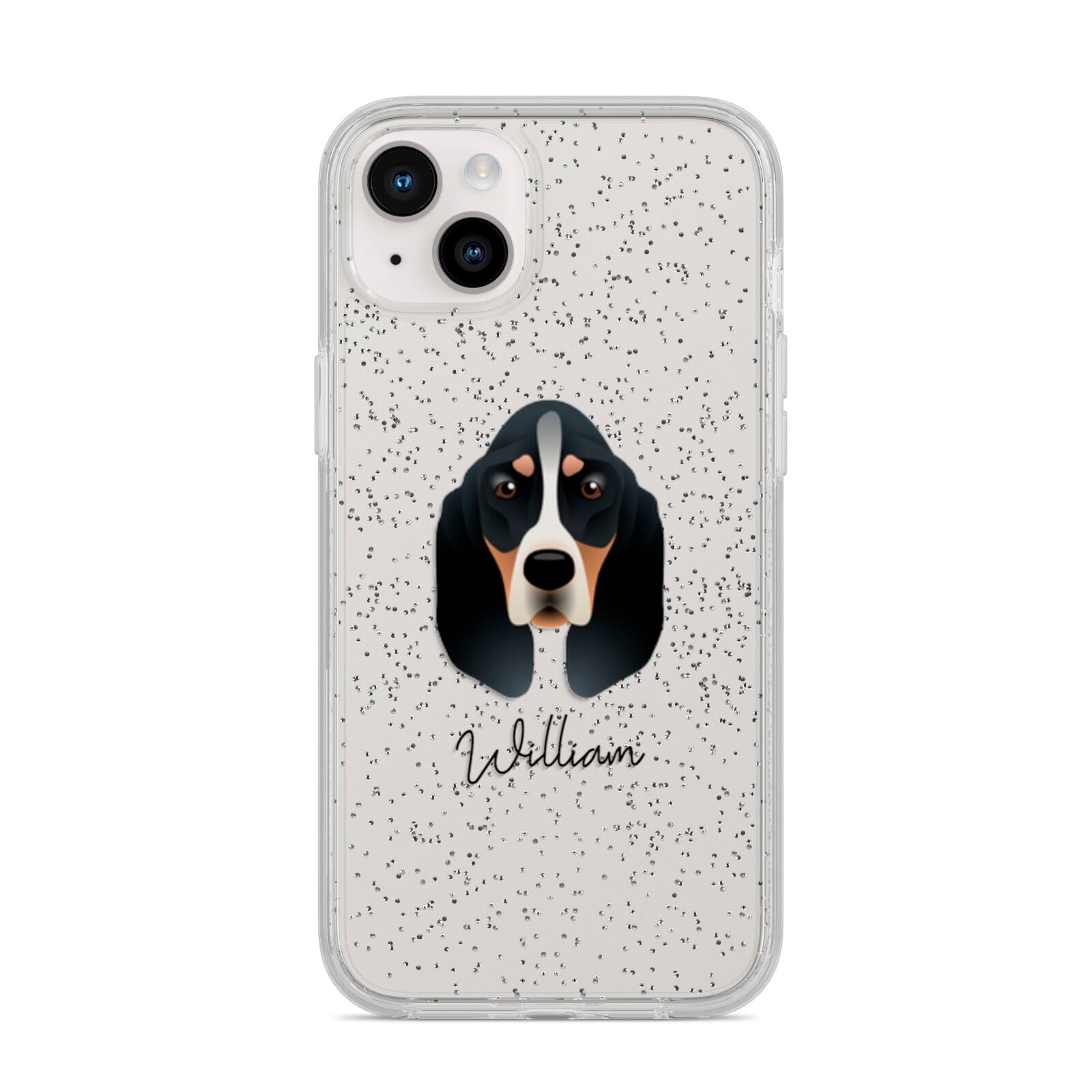 Basset Bleu De Gascogne Personalised iPhone 14 Plus Glitter Tough Case Starlight