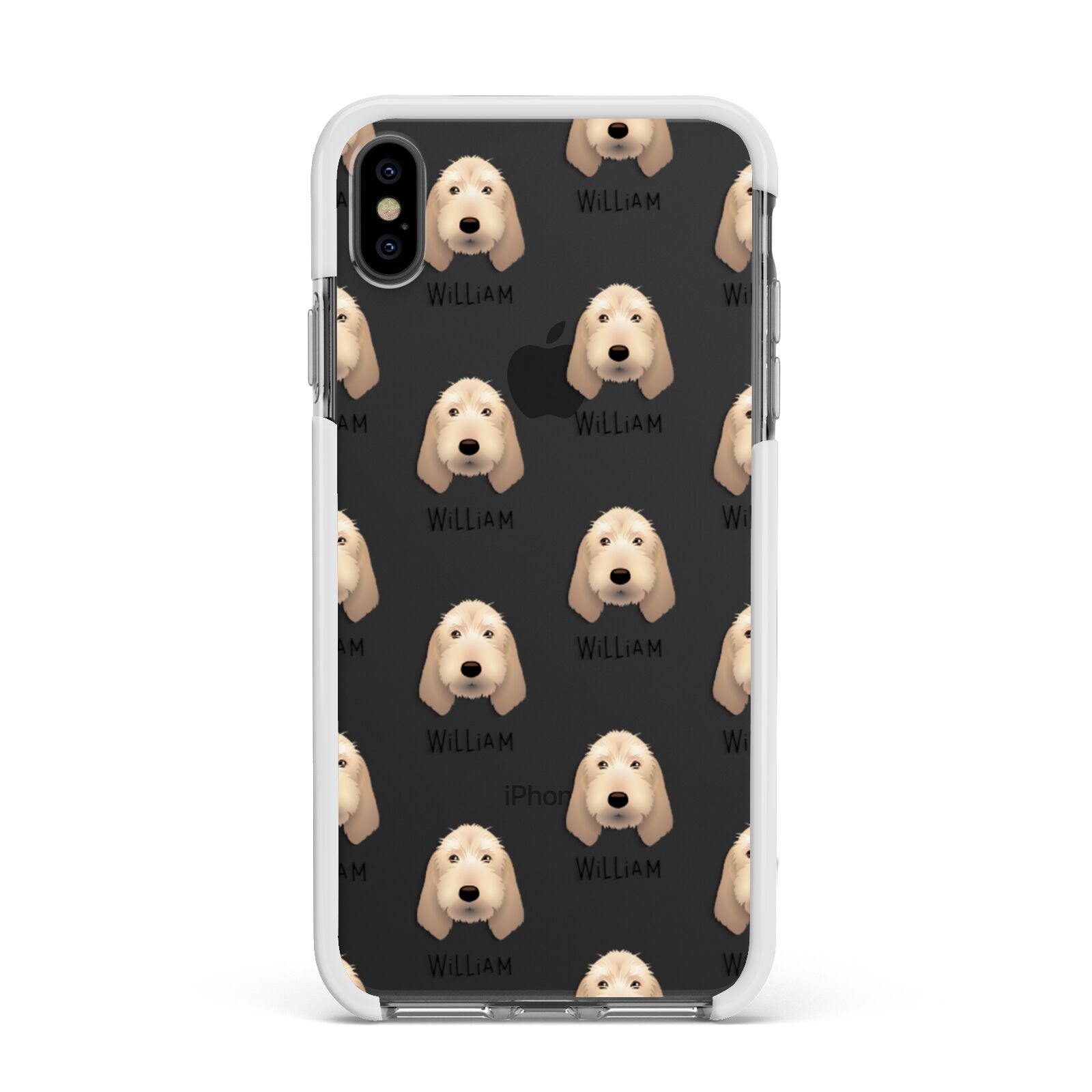 Basset Fauve De Bretagne Icon with Name Apple iPhone Xs Max Impact Case White Edge on Black Phone