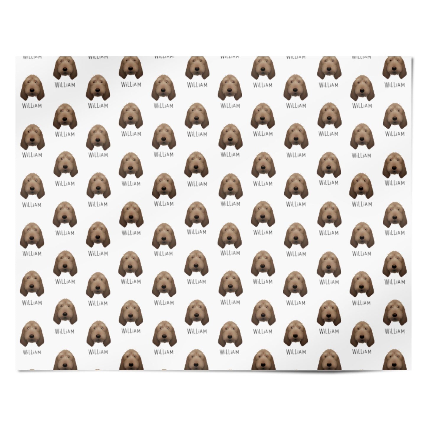 Basset Fauve De Bretagne Icon with Name Personalised Wrapping Paper Alternative