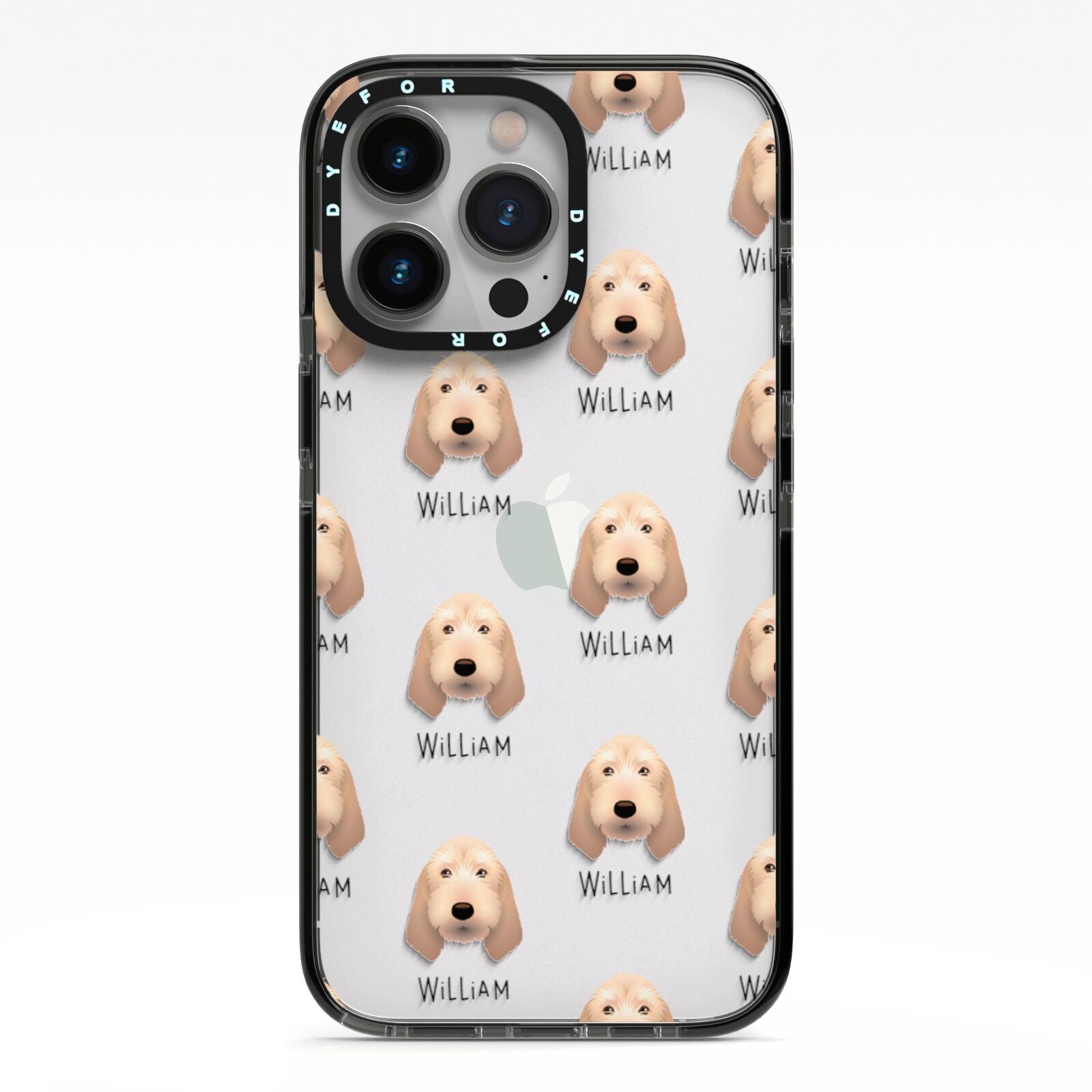 Basset Fauve De Bretagne Icon with Name iPhone 13 Pro Black Impact Case on Silver phone