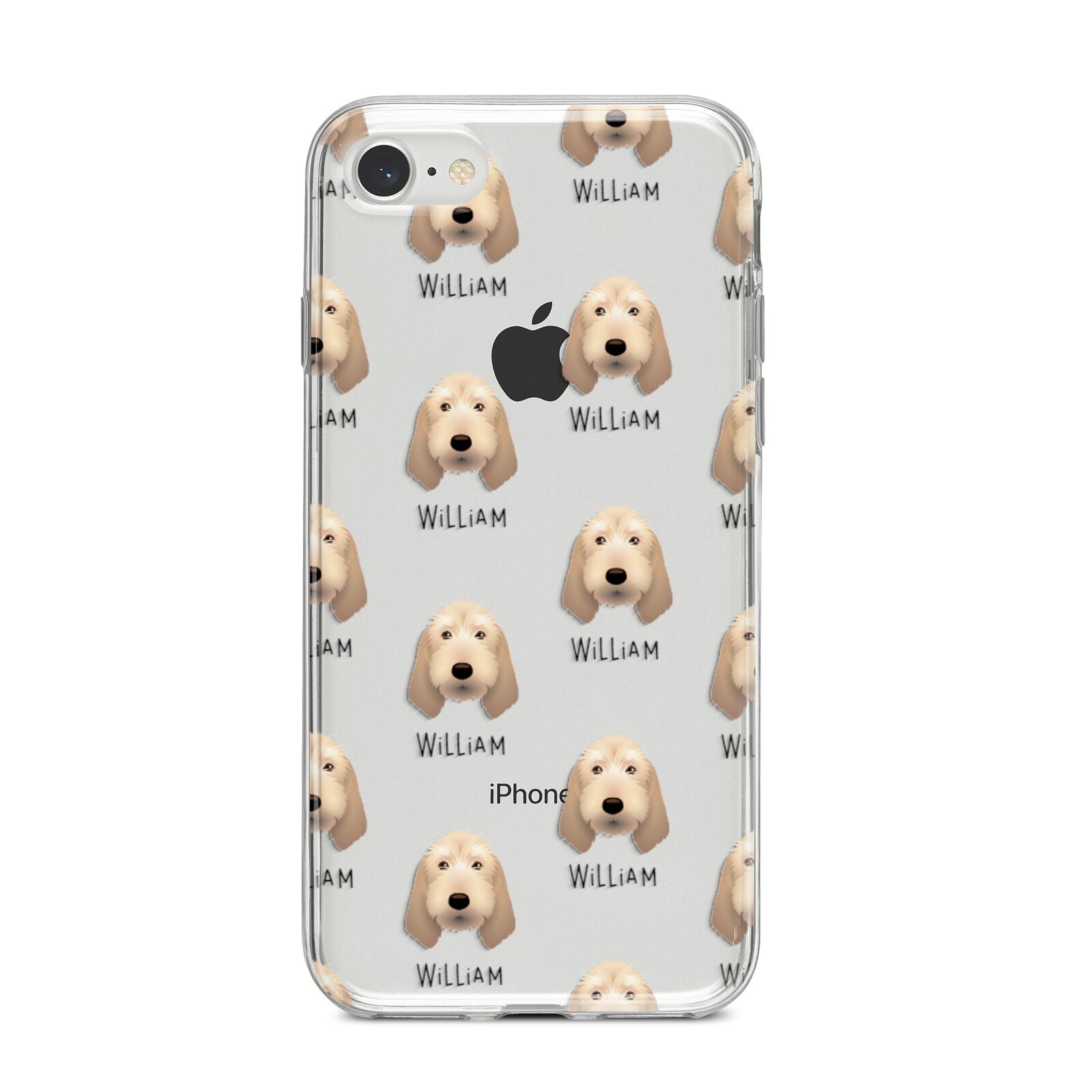 Basset Fauve De Bretagne Icon with Name iPhone 8 Bumper Case on Silver iPhone