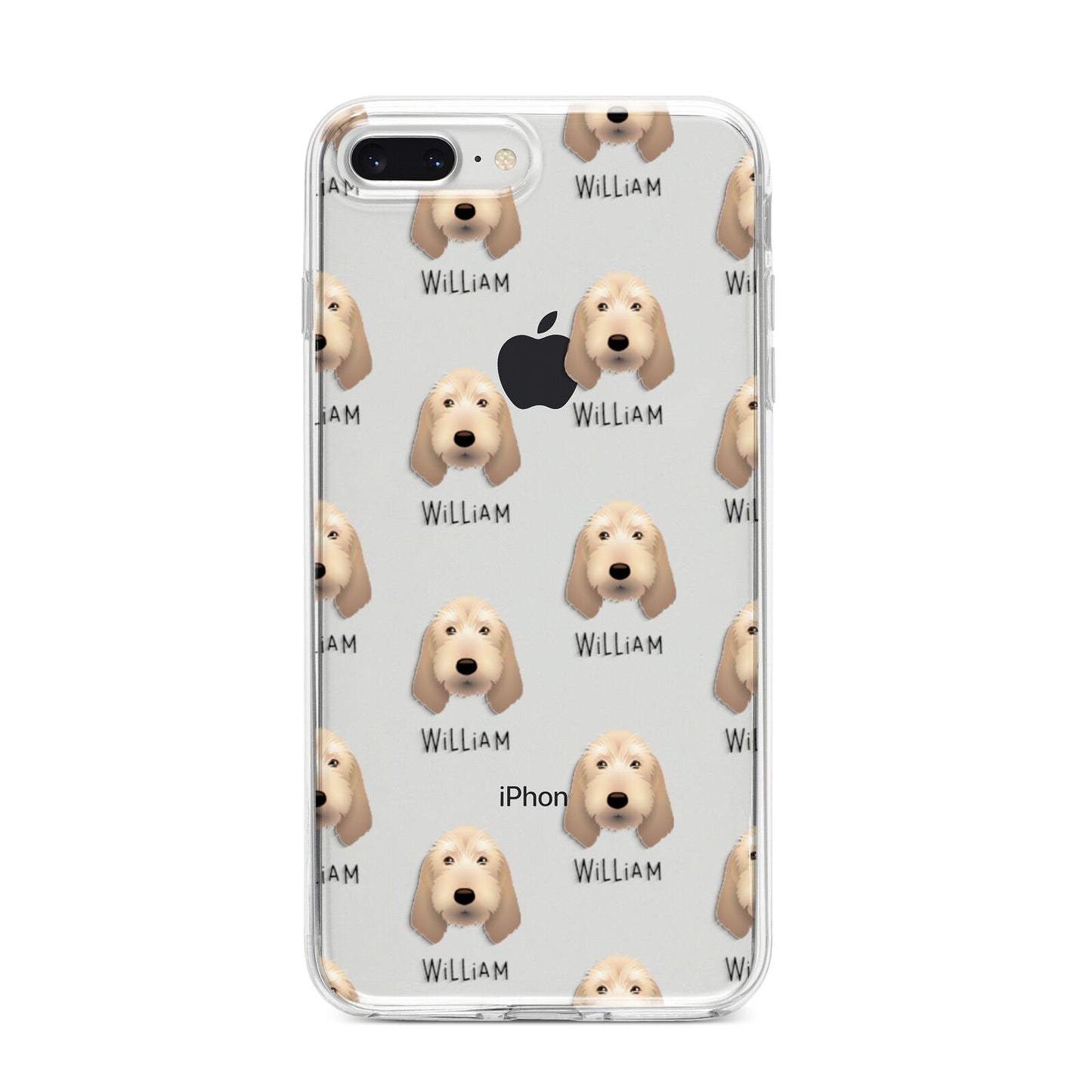 Basset Fauve De Bretagne Icon with Name iPhone 8 Plus Bumper Case on Silver iPhone