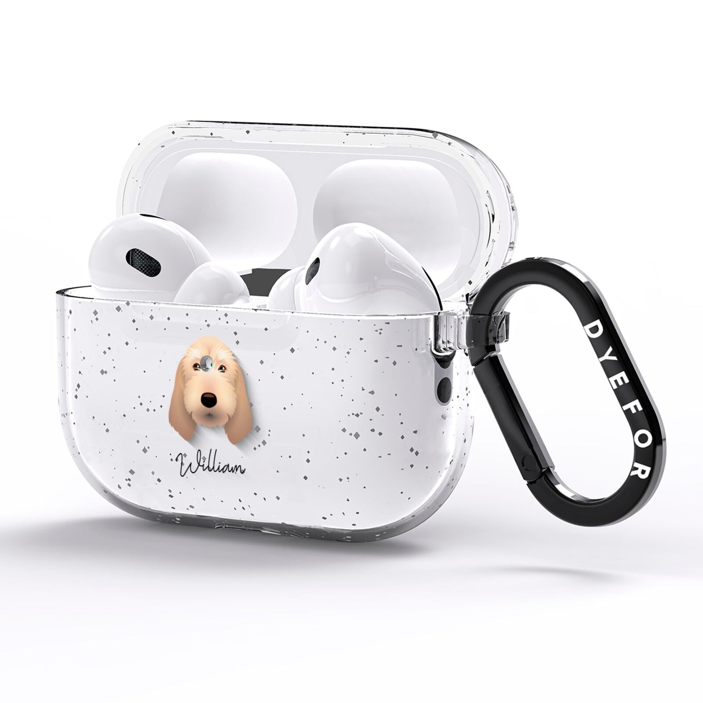 Basset Fauve De Bretagne Personalised AirPods Pro Glitter Case Side Image