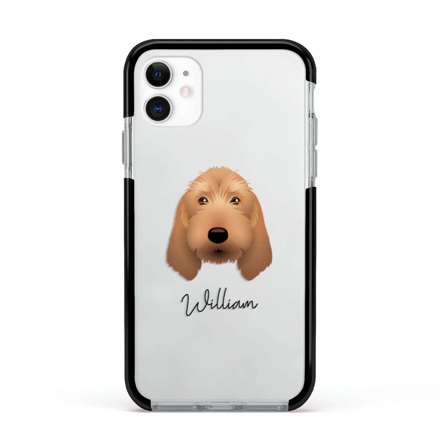 Basset Fauve De Bretagne Personalised Apple iPhone 11 in White with Black Impact Case