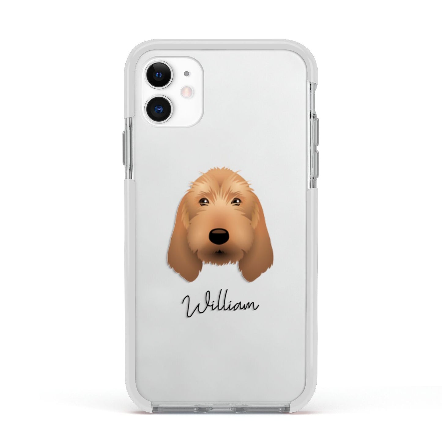 Basset Fauve De Bretagne Personalised Apple iPhone 11 in White with White Impact Case