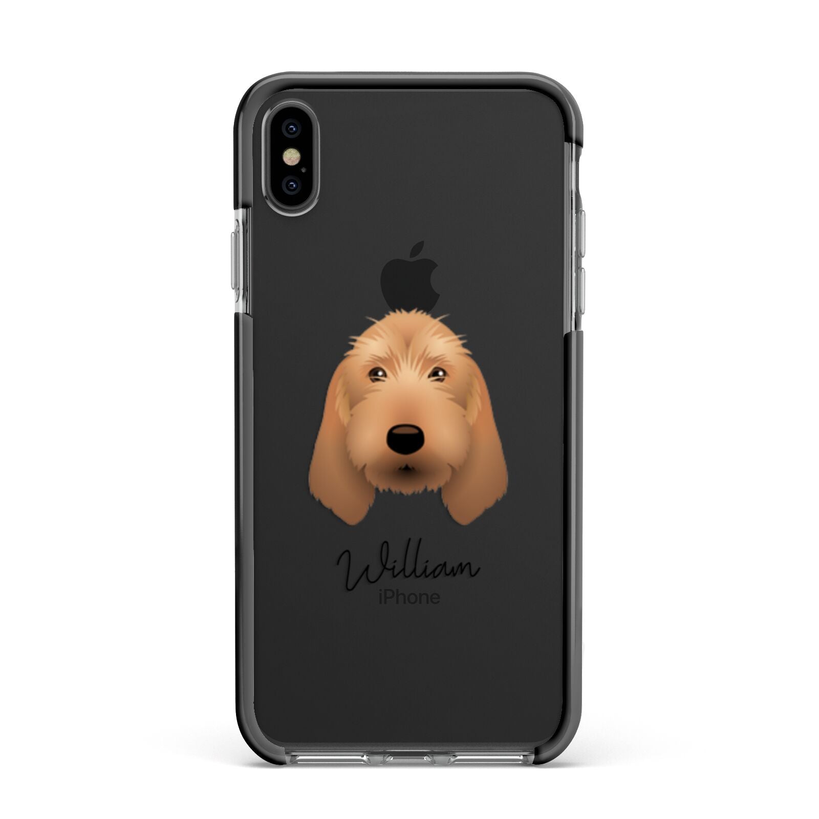 Basset Fauve De Bretagne Personalised Apple iPhone Xs Max Impact Case Black Edge on Black Phone