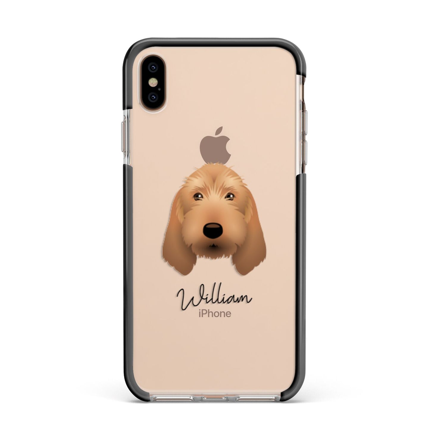 Basset Fauve De Bretagne Personalised Apple iPhone Xs Max Impact Case Black Edge on Gold Phone