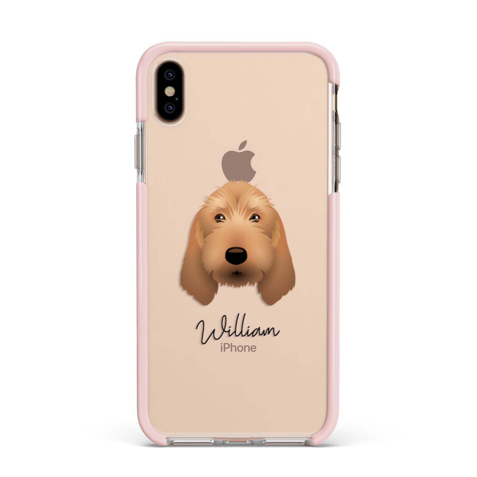 Basset Fauve De Bretagne Personalised Apple iPhone Xs Max Impact Case Pink Edge on Gold Phone