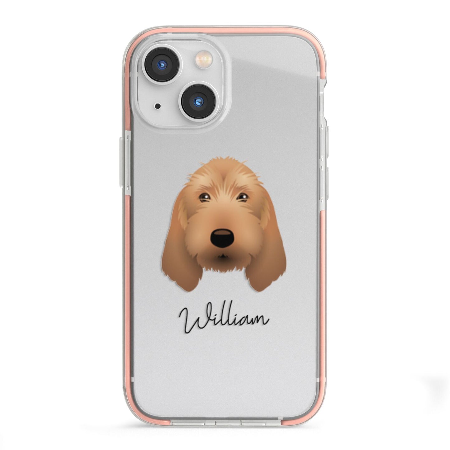 Basset Fauve De Bretagne Personalised iPhone 13 Mini TPU Impact Case with Pink Edges