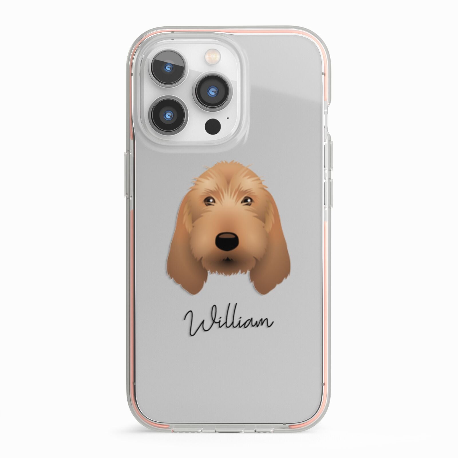 Basset Fauve De Bretagne Personalised iPhone 13 Pro TPU Impact Case with Pink Edges