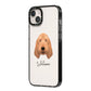 Basset Fauve De Bretagne Personalised iPhone 14 Plus Black Impact Case Side Angle on Silver phone