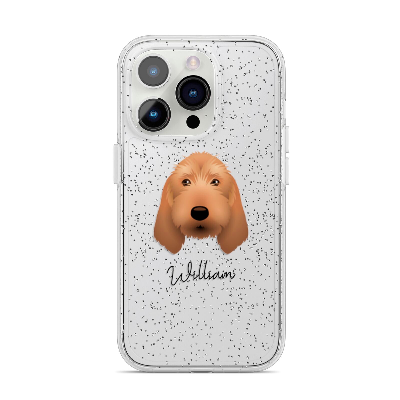 Basset Fauve De Bretagne Personalised iPhone 14 Pro Glitter Tough Case Silver