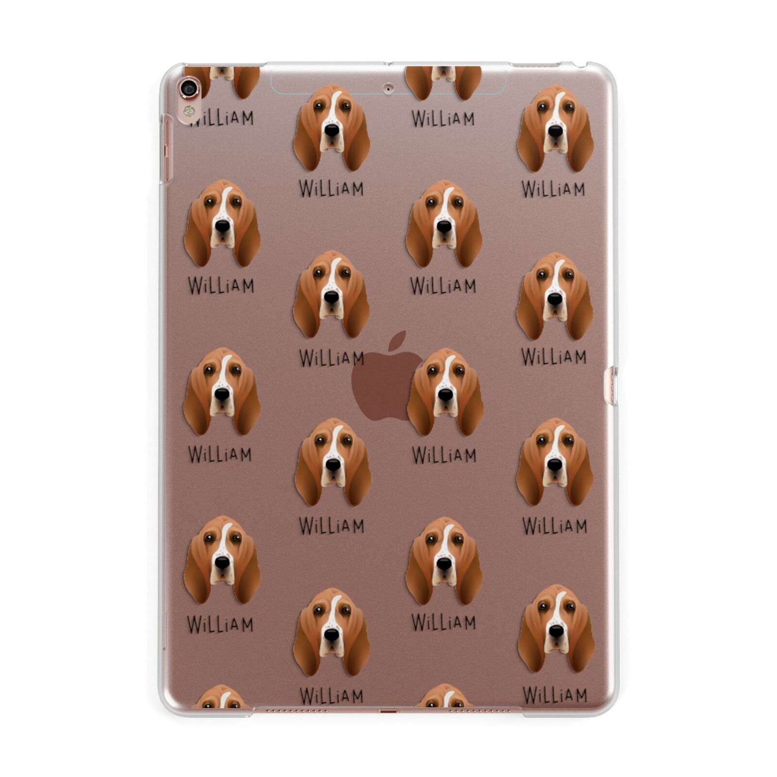 Basset Hound Icon with Name Apple iPad Rose Gold Case